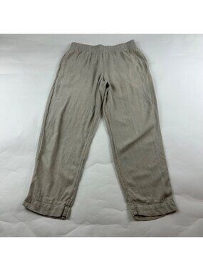 Old Navy Flax Linen Blend Tapered Straight Leg Pull On Pant S